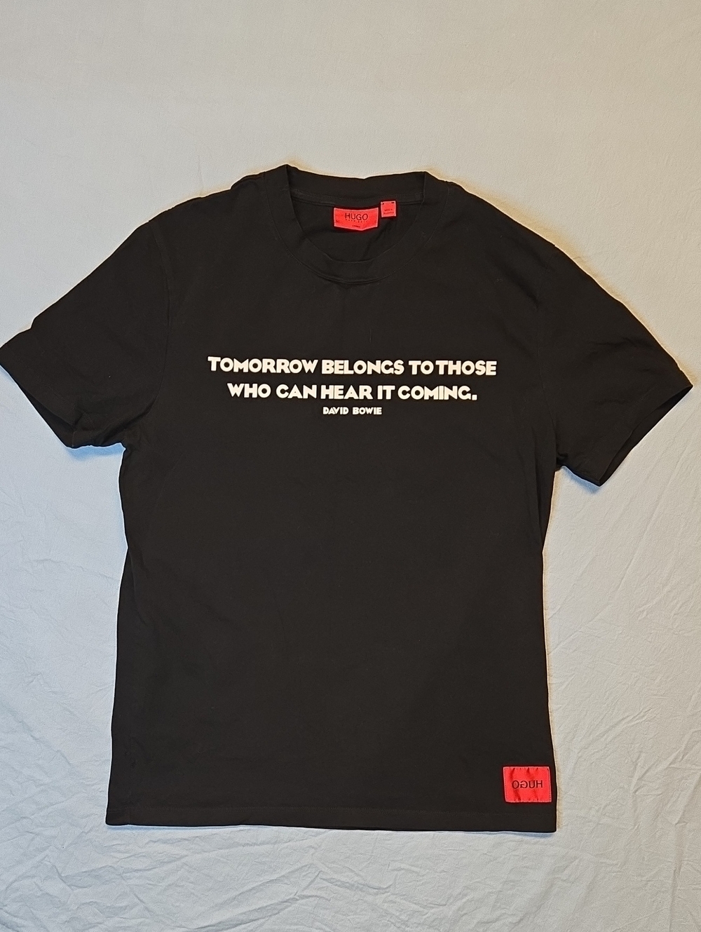 Hugo Boss David Bowie Black Short Sleeve T Shirt with White Quote